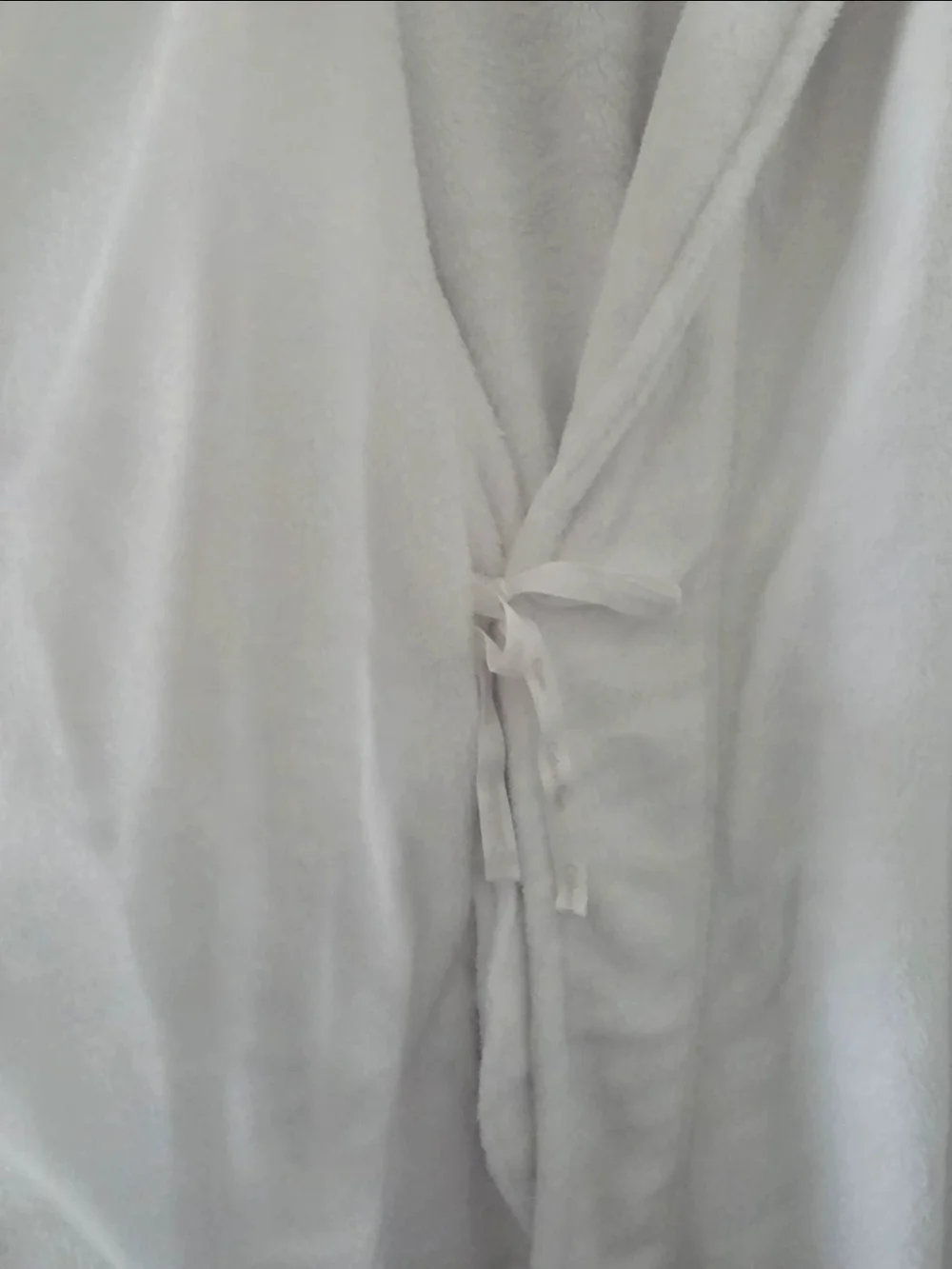 Calvin Klein White Plush Shawl-Collar Robe with Tie Belt